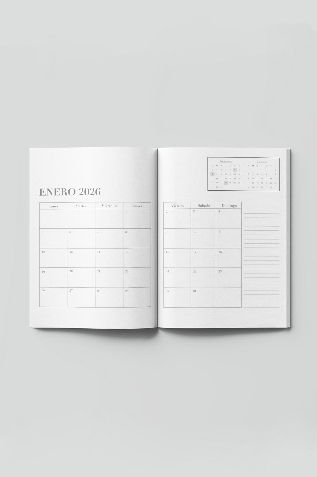 Agenda 2026 semana vista- Modelo Stripes Cherry